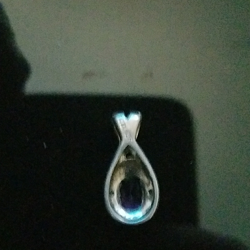 Sterling Silver Amethyst Colored Stone Pendant - image 2